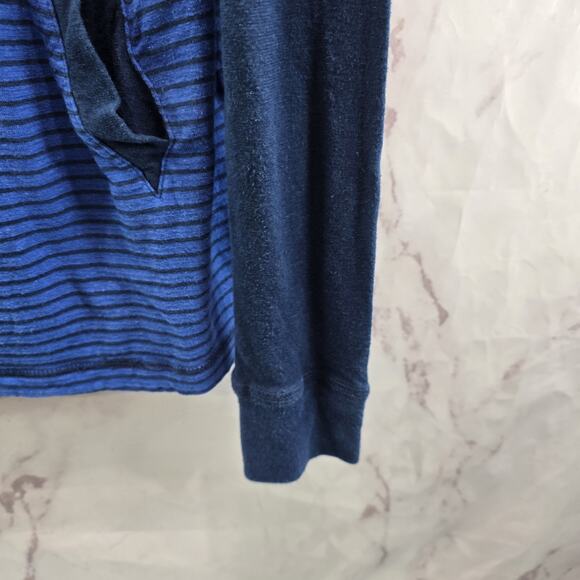 Tentree Shirt Mens XL Navy Blue Henley Hemp Organic Hooded Striped 10 Tree - Picture 4 of 11